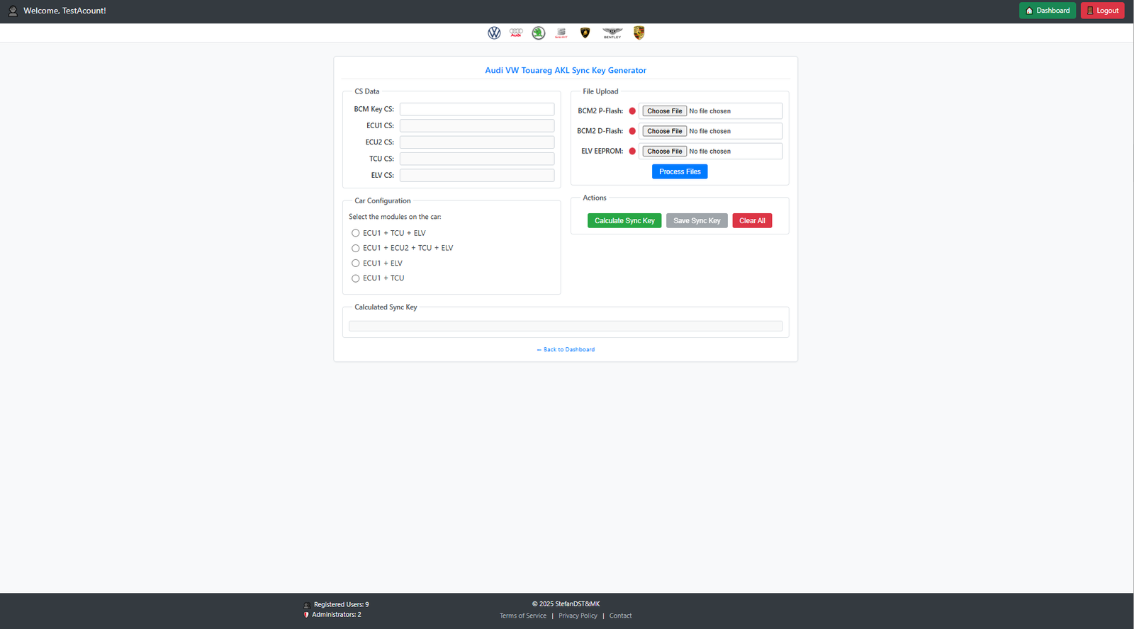 VAG BCM2 Sync Key calculator